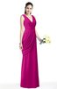 Mature A-line V-neck Chiffon Pleated Plus Size Bridesmaid Dresses