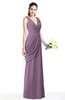 Mature A-line V-neck Chiffon Pleated Plus Size Bridesmaid Dresses