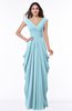 Mature Short Sleeve Chiffon Floor Length Pleated Plus Size Bridesmaid Dresses