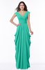 Mature Short Sleeve Chiffon Floor Length Pleated Plus Size Bridesmaid Dresses