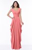 Mature Short Sleeve Chiffon Floor Length Pleated Plus Size Bridesmaid Dresses