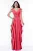 Mature Short Sleeve Chiffon Floor Length Pleated Plus Size Bridesmaid Dresses