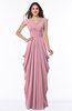 Mature Short Sleeve Chiffon Floor Length Pleated Plus Size Bridesmaid Dresses