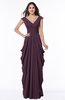 Mature Short Sleeve Chiffon Floor Length Pleated Plus Size Bridesmaid Dresses