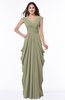 Mature Short Sleeve Chiffon Floor Length Pleated Plus Size Bridesmaid Dresses