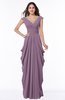 Mature Short Sleeve Chiffon Floor Length Pleated Plus Size Bridesmaid Dresses