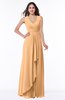 Modest A-line V-neck Zip up Floor Length Ruching Plus Size Bridesmaid Dresses