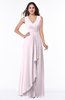 Modest A-line V-neck Zip up Floor Length Ruching Plus Size Bridesmaid Dresses