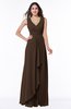Modest A-line V-neck Zip up Floor Length Ruching Plus Size Bridesmaid Dresses