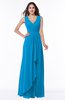 Modest A-line V-neck Zip up Floor Length Ruching Plus Size Bridesmaid Dresses