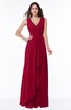 Modest A-line V-neck Zip up Floor Length Ruching Plus Size Bridesmaid Dresses