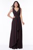 Modest A-line V-neck Zip up Floor Length Ruching Plus Size Bridesmaid Dresses