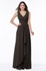 Modest A-line V-neck Zip up Floor Length Ruching Plus Size Bridesmaid Dresses