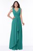 Modest A-line V-neck Zip up Floor Length Ruching Plus Size Bridesmaid Dresses
