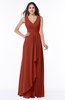 Modest A-line V-neck Zip up Floor Length Ruching Plus Size Bridesmaid Dresses