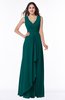 Modest A-line V-neck Zip up Floor Length Ruching Plus Size Bridesmaid Dresses