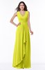 Modest A-line V-neck Zip up Floor Length Ruching Plus Size Bridesmaid Dresses