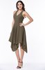Plain V-neck Sleeveless Half Backless Ribbon Plus Size Bridesmaid Dresses