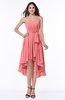 Romantic A-line Sleeveless Zip up Hi-Lo Ribbon Plus Size Bridesmaid Dresses