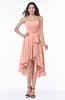 Romantic A-line Sleeveless Zip up Hi-Lo Ribbon Plus Size Bridesmaid Dresses