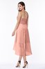 Plain Asymmetric Neckline Sleeveless Chiffon Pleated Plus Size Bridesmaid Dresses