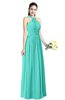 Traditional A-line Halter Criss-cross Straps Chiffon Bow Plus Size Bridesmaid Dresses