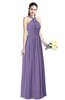 Traditional A-line Halter Criss-cross Straps Chiffon Bow Plus Size Bridesmaid Dresses