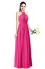 Traditional A-line Halter Criss-cross Straps Chiffon Bow Plus Size Bridesmaid Dresses