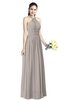 Traditional A-line Halter Criss-cross Straps Chiffon Bow Plus Size Bridesmaid Dresses