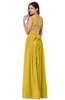 Traditional A-line Halter Criss-cross Straps Chiffon Bow Plus Size Bridesmaid Dresses