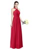 Traditional A-line Halter Criss-cross Straps Chiffon Bow Plus Size Bridesmaid Dresses