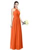 Traditional A-line Halter Criss-cross Straps Chiffon Bow Plus Size Bridesmaid Dresses