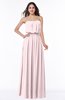 Romantic A-line Strapless Half Backless Chiffon Ribbon Plus Size Bridesmaid Dresses