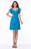 Elegant V-neck Short Sleeve Zipper Chiffon Bridesmaid Dresses