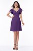 Elegant V-neck Short Sleeve Zipper Chiffon Bridesmaid Dresses