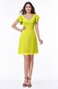 Elegant V-neck Short Sleeve Zipper Chiffon Bridesmaid Dresses
