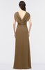 Elegant A-line Short Sleeve Zip up Ruching Evening Dresses