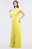 Elegant A-line Short Sleeve Zip up Ruching Evening Dresses