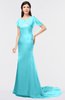Glamorous Mermaid V-neck Zip up Sweep Train Plainness Prom Dresses