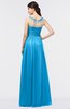 Elegant Scoop Sleeveless Buttons Floor Length Evening Dresses
