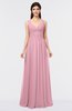 Simple V-neck Zip up Floor Length Ruching Bridesmaid Dresses