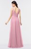 Simple V-neck Zip up Floor Length Ruching Bridesmaid Dresses