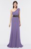 Elegant A-line One Shoulder Sweep Train Beaded Bridesmaid Dresses