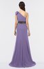 Elegant A-line One Shoulder Sweep Train Beaded Bridesmaid Dresses