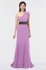 Elegant A-line One Shoulder Sweep Train Beaded Bridesmaid Dresses