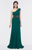 Elegant A-line One Shoulder Sweep Train Beaded Bridesmaid Dresses