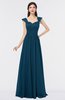Elegant A-line Square Sleeveless Floor Length Lace Bridesmaid Dresses