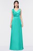 Elegant A-line V-neck Sleeveless Floor Length Appliques Bridesmaid Dresses