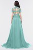 Elegant A-line V-neck Zip up Sweep Train Evening Dresses