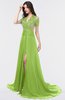 Elegant A-line V-neck Zip up Sweep Train Evening Dresses